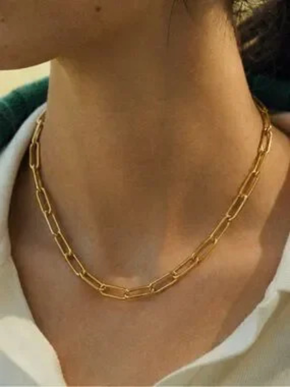 Gold Paperclip Necklace (3323)